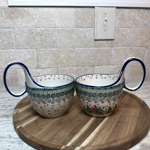 Two Polish Pottery Ceramika Artystyczna Loop Handle Soup Bowl By Teresa Liana - Picture 1 of 19