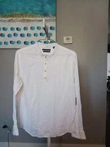 Mens Saks Fifth Avenue Linen Soft White Long Sleeve Shirt Size XXL - Picture 1 of 4