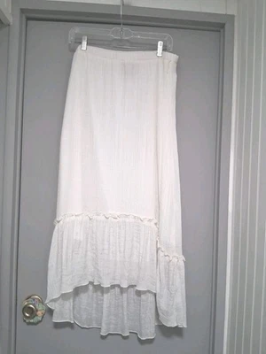 Falda Para Mujer BCX TALLA XL Alta Baja Campesina Midi Forrada Blanca Fluida Cintura Elástica  Foto 1 de 4