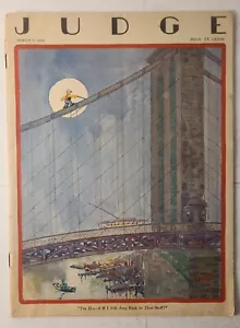 JUDGE Magazine - March 7, 1925 - Percy "P.L." Crosby Brooklyn Bridge Cover - Picture 1 of 9