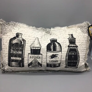 Cynthia Rowley Halloween Apothecary Bottle Pillow Feather Designer Decor 14x24 - Picture 1 of 12