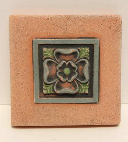 Ellison Terracota Art Tile,  3 3/4" x 3 3/4" x 5/8" Vintage Cover