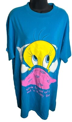 Vintage 1996 Tweety Bird Looney Tunes Blue Nightgown Sleep Shirt - Image 1 of 4