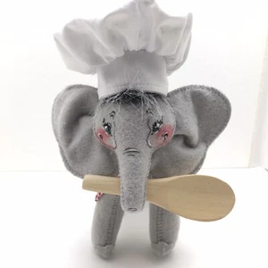 Annalee Elephant Chef Hat With Wooden Spoon 75th Anniversary 2010 Plush Gray - Picture 1 of 10