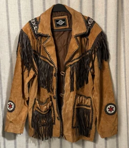 Alpha Western Wear Men's Suede Leather Beaded Fringe Lariat Western Jacket XXL - Picture 1 of 11