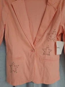 Liz Claiborne Blazer Jacket Peach Cotton Polyester Spandex  Size Small - Picture 1 of 7