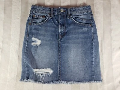 Minifalda vaquera envejecida dobladillo crudo cintura alta Ella Moss para mujer talla 24 $99 Foto 1 de 4