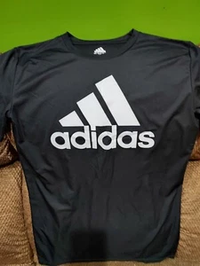 Adidas Boys Short Sleeve Crew Neck Black Athletic T Shirt Size LG 14/16 - Picture 1 of 1