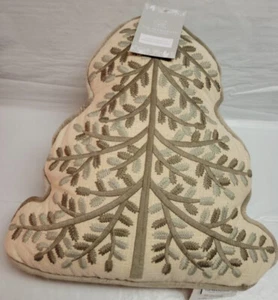 Rachel Ashwell Tree Shaped Pillow Christmas Holiday Farmhouse 14” Neutral Throw - Picture 1 of 15