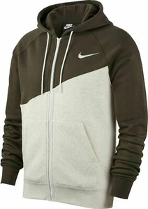 Nike NSW Fleece Full Zip Swoosh Hoodie NWT Oatmeal Gray Green Large CZ4924 141 - Picture 1 of 7