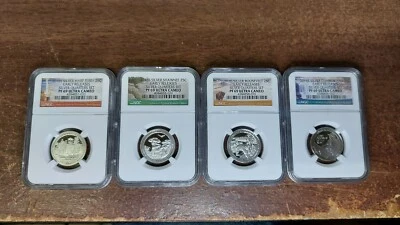 2016S Silver Quarters  Harpers Ferry, Shawnee, Roosevelt, Cumberland NGC PF69 ER - Image 1 of 4