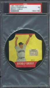 Fischer's Bread Labels 1951 Chico Carrasquel PSA 1 Chicago White Sox - Imagen 1 de 1