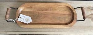 Rustic Wooden Serving Tray Rectangular Wood Serving Tray with Handle 17”X6” - Picture 1 of 4