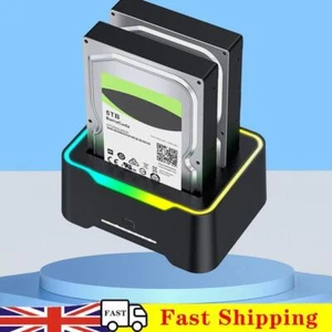 USB 3.0 To SATA Hard Drive Docking Station RGB Light for 2.5/ 3.5inch HDD SSD - Afbeelding 1 van 12