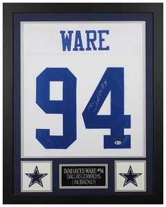 DeMarcus Ware Autographed & Framed White Dallas Jersey Auto Beckett COA - Picture 1 of 5