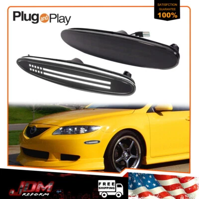 For 2003-2008 Mazda 6 Smoked White LED Side Marker Lamps Turn Signal Lights 2PCS - Image 1 of 4