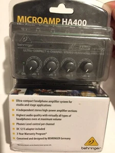 MICROAMP HA400 BEHRINGER ULTRA-COMPACT 4-CHANNEL STEREO HEADPHONE AMPLIFIER - Picture 1 of 4