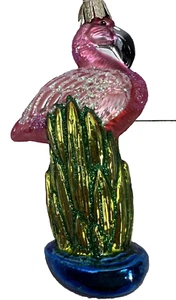 Alte Welt Weihnachten Flamingo rosa tropischer Vogel Glas Weihnachtsschmuck 16023 - Bild 1 von 8