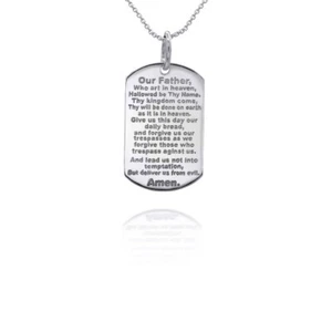Personalized Name Sterling Silver Reversible Lord's Prayer Pendant Necklace - Picture 1 of 6