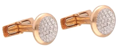 1.30ct Natural Round Diamond 14k Solid Rose Gold Anniversary Men Cufflinks - Image 1 of 4