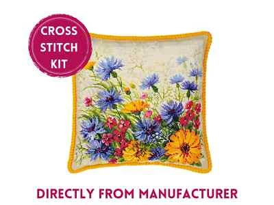Kit de punto de cruz contado RIOLIS 1413 cojín de césped morisco - flores coloridas Foto 1 de 4