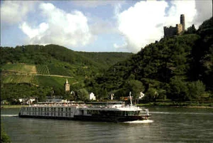 Rhein Schiff Rhine Ship Serenade Binnenschiff River Cruising in Germany color AK - Picture 1 of 2