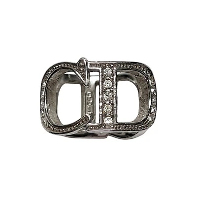 Christian Dior Bufanda Anillo Plata Cristal Diamante CD Logo Monograma De Colección Foto 1 de 4