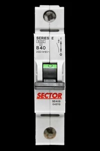 SECTOR 40 AMP CURVE B 6kA MCB CIRCUIT BREAKER SERIES E SE40B 648118 - Picture 1 of 6