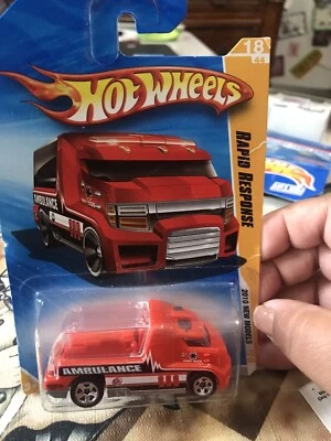 Hot Wheels 2010 New Models 18/240 Rapid Response Ambulance, Red ~ NEW SEALED - Image 1 of 4