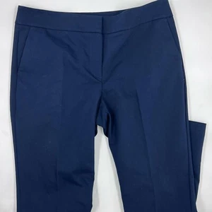 Ann Taylor Women's Button Hem Pants Size 10 Navy Cotton Blend Slim Straight - Picture 1 of 9
