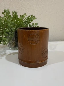 Vtg Round Continental Airlines Pen Cup Holder National Plastics Logo Brown - Picture 1 of 7