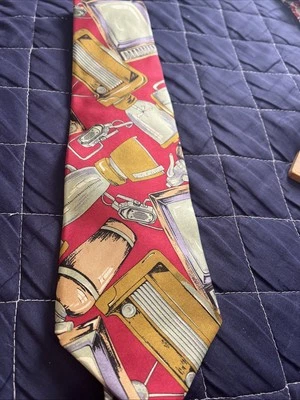 Enrico Guccini Men's Tie Paris-Rome-Beverly Hills Necktie Antiques 58” X 3.75” - Image 1 of 4