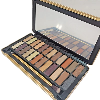 Belleza Expuesta Paleta Desnuda Natural Marrón Bronceado Dorado Gris Doble Cepillo Lado Foto 1 de 4