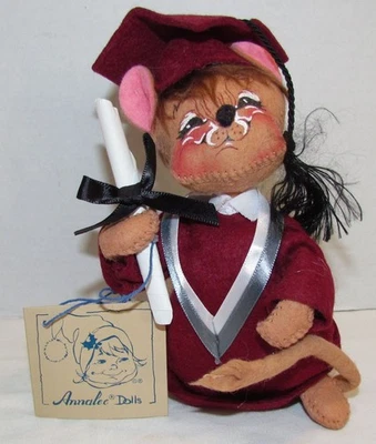 1994 Annalee Graduation Mouse in Cap & Gown with Diploma, with hang tag - Image 1 of 2
