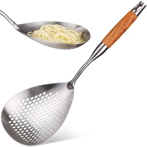 16.5in 304 Stainless Steel Skimmer Slotted Spoon - Pasta Spider Strainer Ladl... - Picture 1 of 8