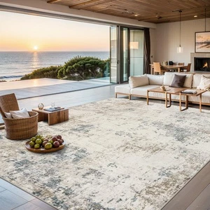 8x10 Area Rugs for Living Room - Washable Rug Modern Abstract Soft Large Neut... - Picture 1 of 9