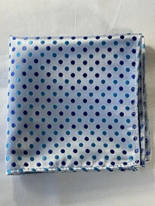 Silver/blue dots woven pocket square/handkerchief - Picture 1 of 4