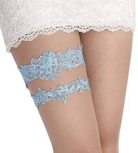 Conjunto de liguero de boda liguero de encaje cinturón novia mujer liguero azul talla opcional S - Imagen 1 de 7