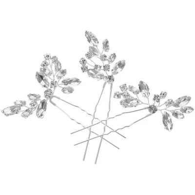  3pcs Crystal Bride Wedding Hair Pins Elegant Hair Accessori per capelli - Immagine 1 di 4
