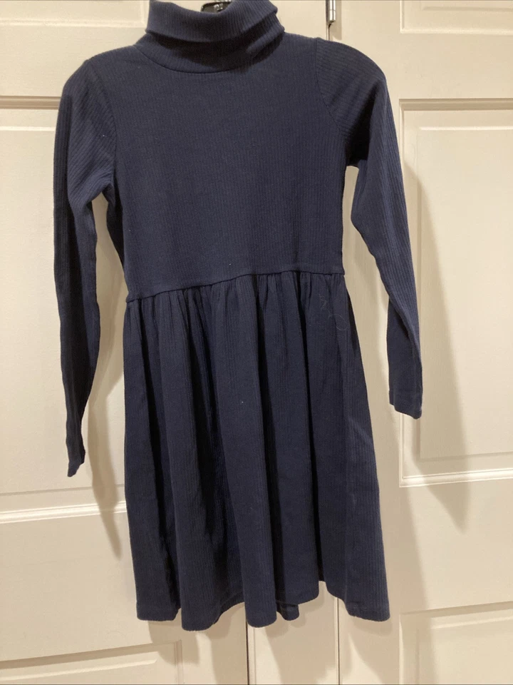 New size  10-12 L Girls Crewcut  Navy Blue Dress cotton gathered - Image 1 of 4