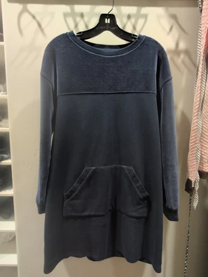 Женское темно-синее хлопковое платье-толстовка Lacoste размер 38 - Изображение 1 из 4