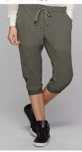Theory 38 Capri Pants Women Sz 4 Polymide Army Green Cropped Modern NICE! - Picture 1 of 12