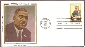 US SC# 1875 Whitney M. Young FDC . Colorano Silk Cachet. - Picture 1 of 1