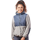 Women's Two-Tone Full Zip Fleece Casual Hoodie Jacket Coat Sweatshirt S/M/L