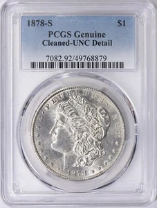 1878-S MORGAN DOLLAR PCGS Uncirculated cleaned. - Picture 1 of 2