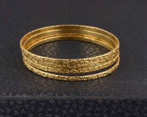 Designer Gold Plated Sterling Silver Bangle Statement Bangle All Size M012 - Picture 1 of 12