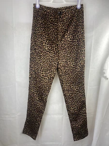 Collectif Trousers UK 14 L Leopard Print Velvety High Waist 50s - Picture 1 of 18