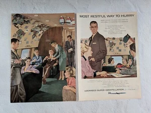 1950's Lockheed Super Constellation Most Restful Way To Hurry Color Print Ads - Picture 1 of 2