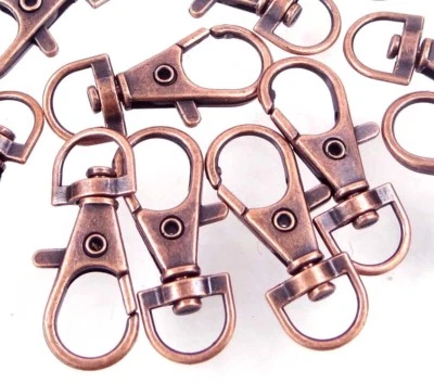 8 Large Antique Copper Pewter Swivel Lobster Clasps 35mm Key Rings, Leashes - Image 1 of 3