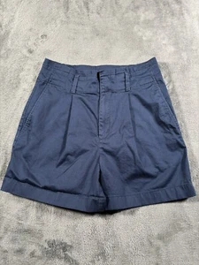 Brooks Brothers Pleated Shorts Womens 6 Chino High Rise 4.5” in Blues Designer - Picture 1 of 12
